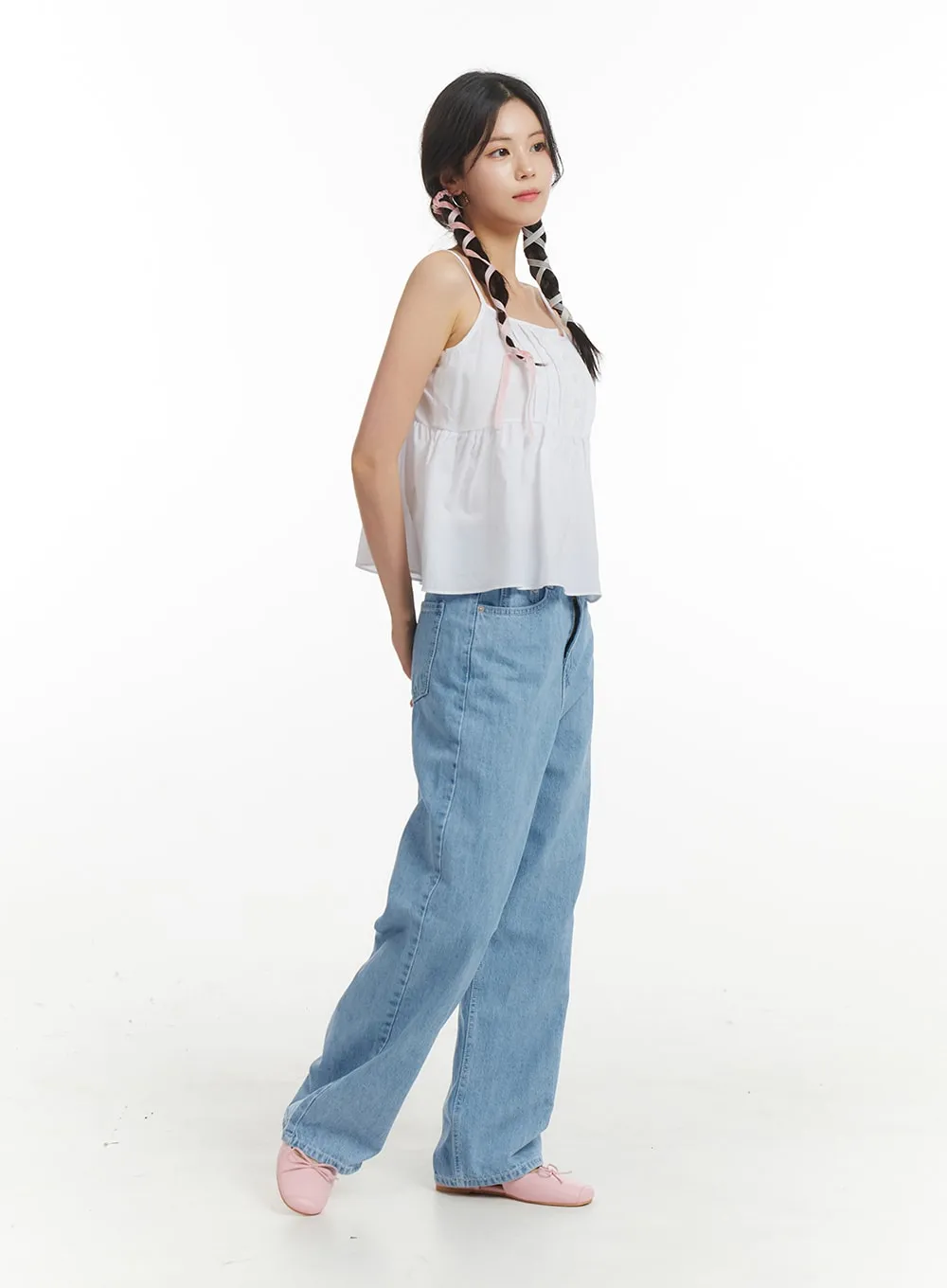 Washed Cotton Baggy Jeans OM406 sold by Lewkin product image thumbnail 3