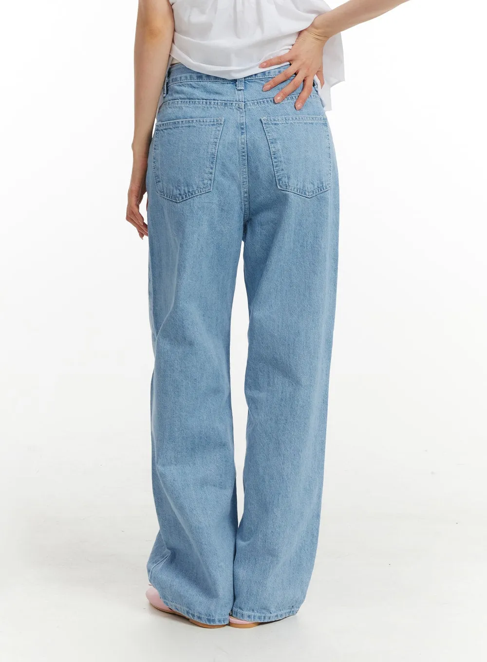 Washed Cotton Baggy Jeans OM406 sold by Lewkin product image thumbnail 4