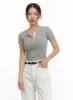 Slim Contrast Round Neck Top OU411 sold by Lewkin