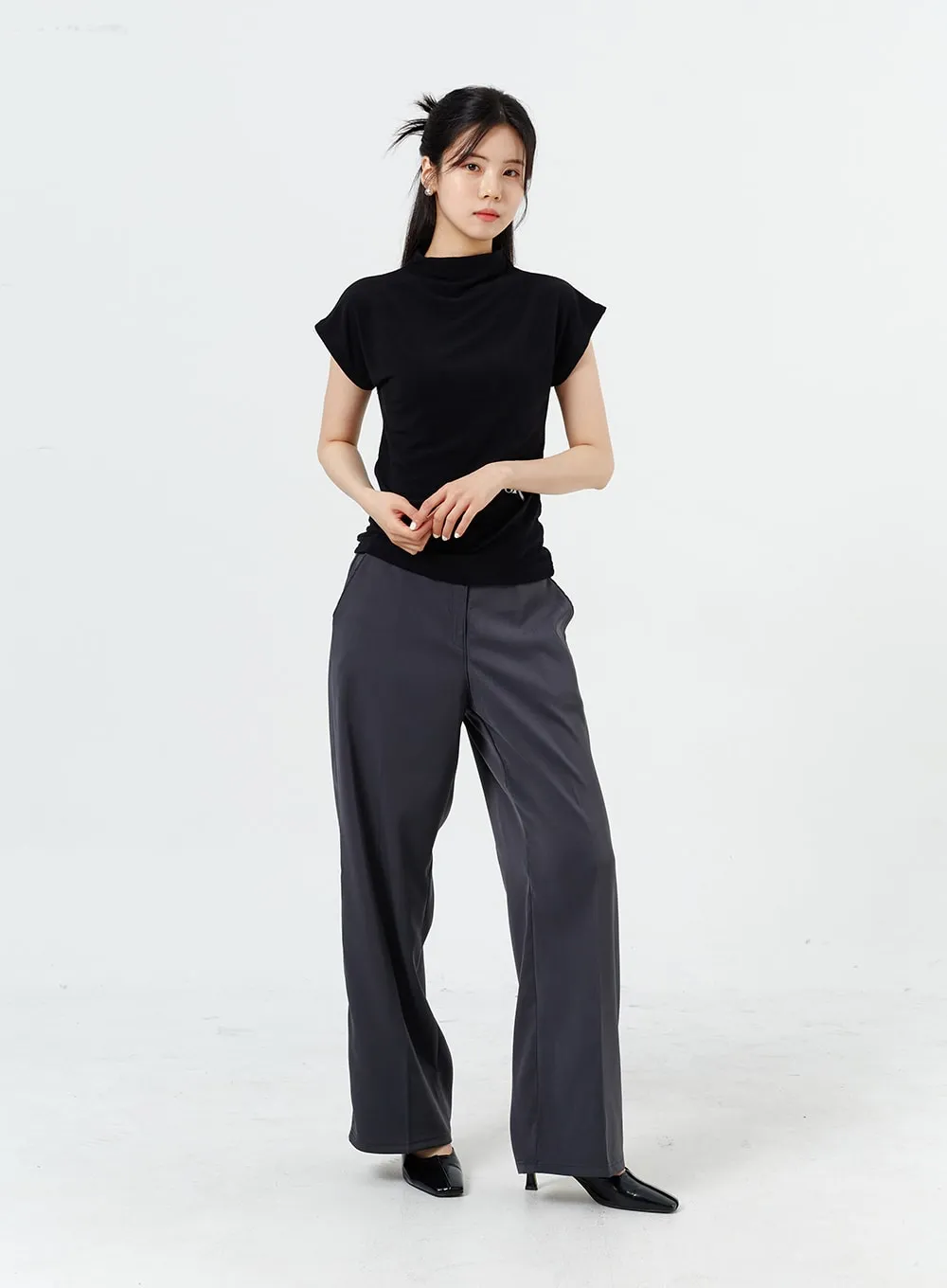 Wide Leg Tailored Pants OM320 sold by Lewkin product image thumbnail 2