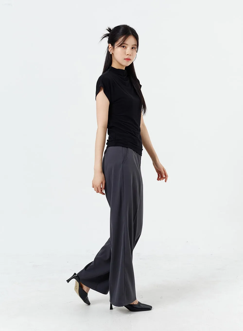 Wide Leg Tailored Pants OM320 sold by Lewkin product image thumbnail 5
