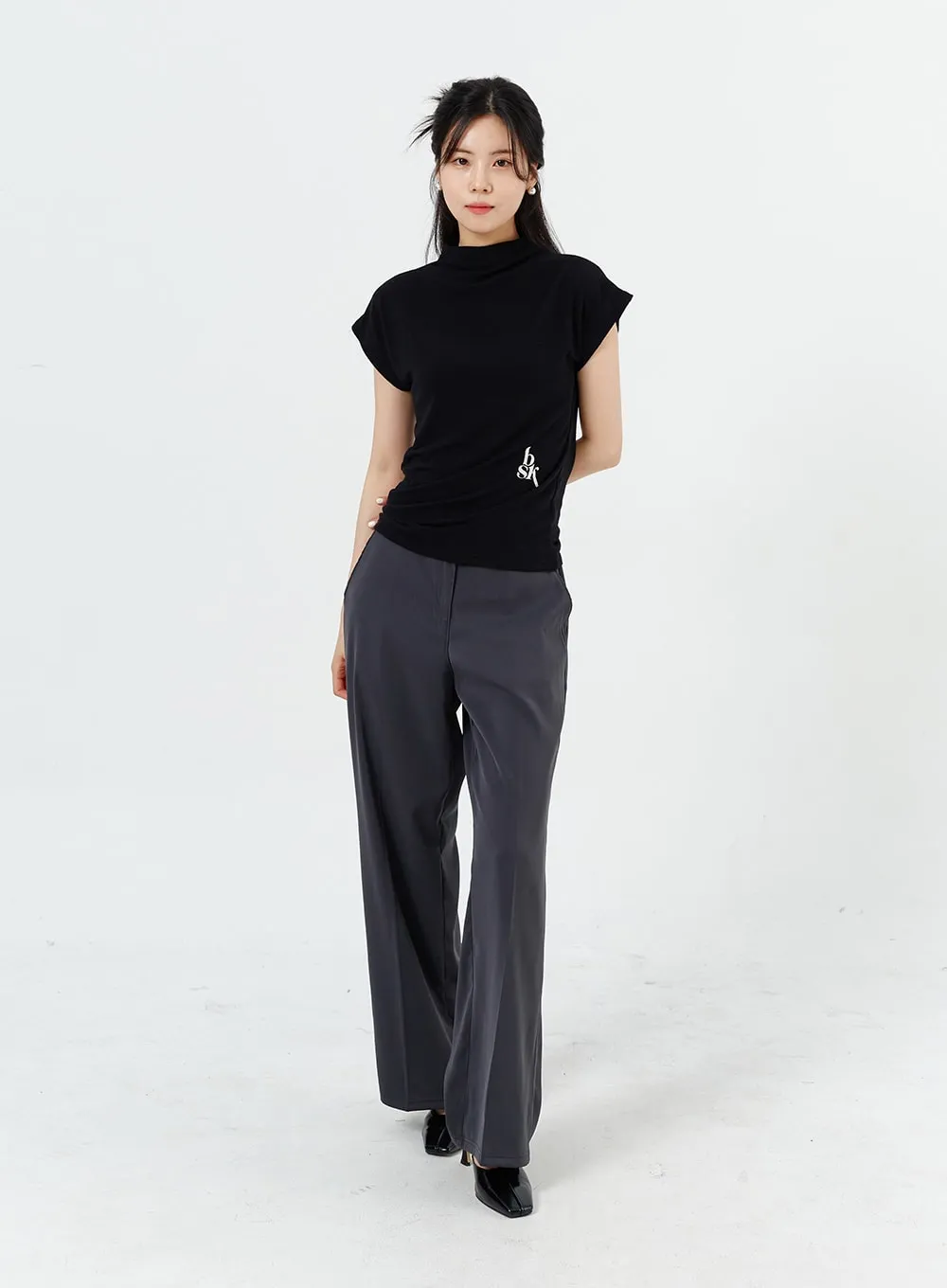Wide Leg Tailored Pants OM320 sold by Lewkin product image thumbnail 4