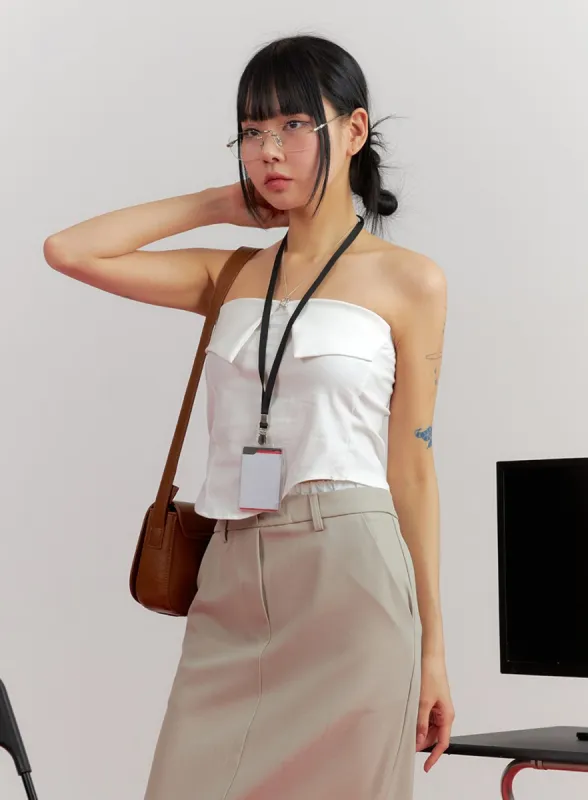 Solid Fold Over Tube Top IM414 sold by Lewkin