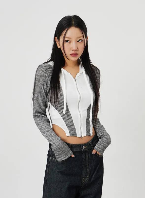 Two Color Zip-Up Hoodie CM302 sold by Lewkin