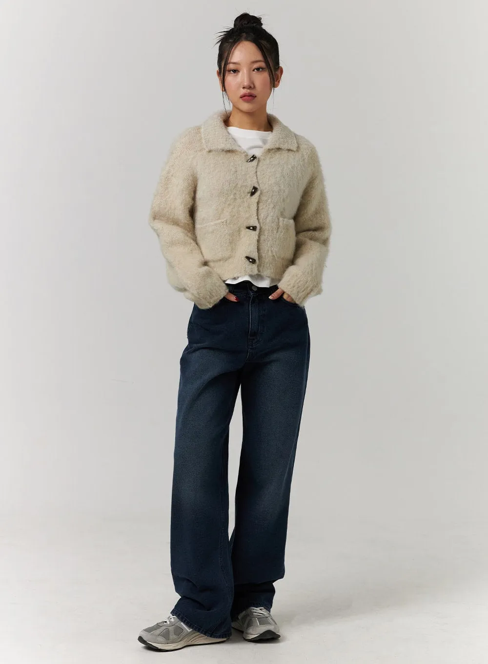 Washed Denim Wide Leg Jeans CD329 sold by Lewkin