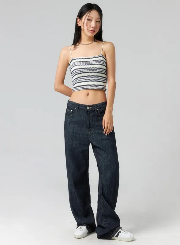 Wide Leg Dark Wash Jeans CL320 sold by Lewkin