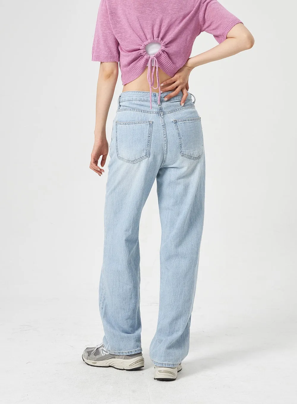 Light Blue Wide Jeans OA314 sold by Lewkin product image thumbnail 3