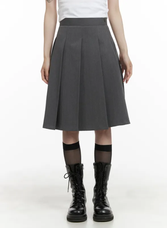 Box Pleated Midi Skirt CA404 sold by Lewkin