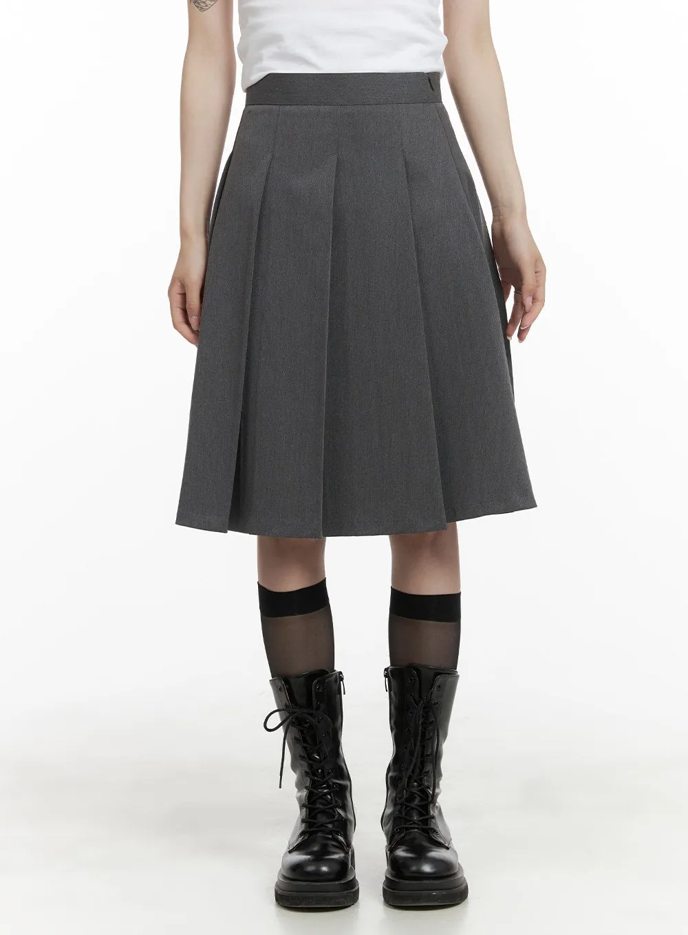 Box Pleated Midi Skirt CA404 sold by Lewkin