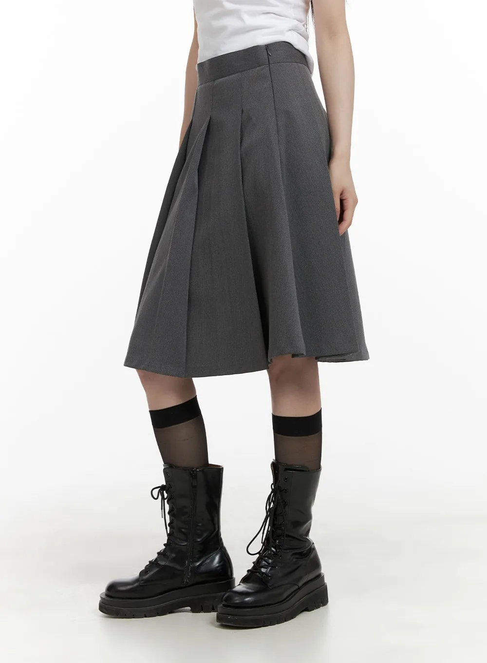 Box Pleated Midi Skirt CA404 sold by Lewkin product image thumbnail 4