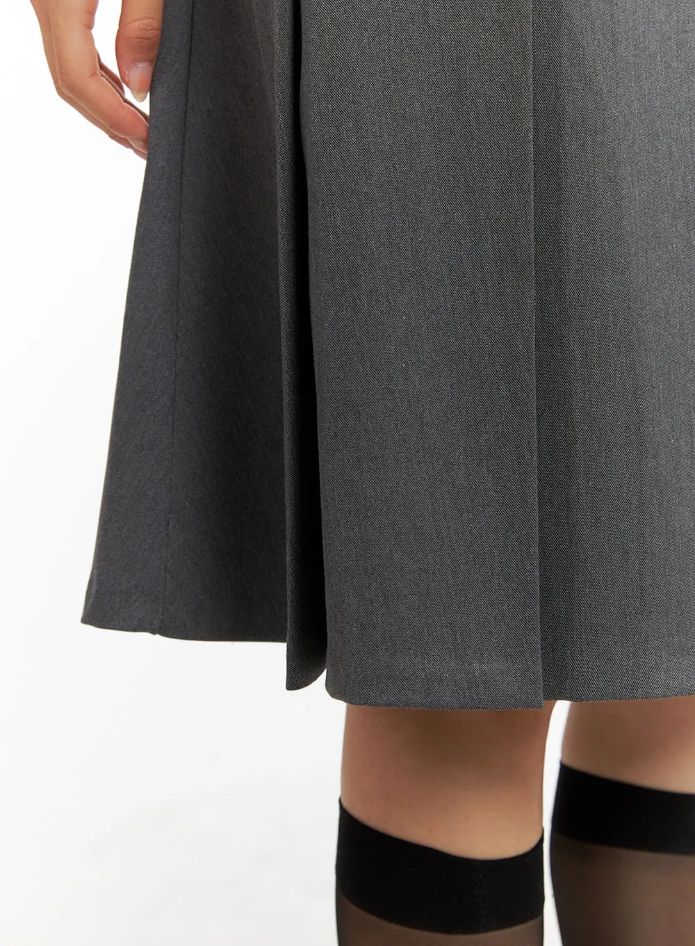 Box Pleated Midi Skirt CA404 sold by Lewkin product image thumbnail 5