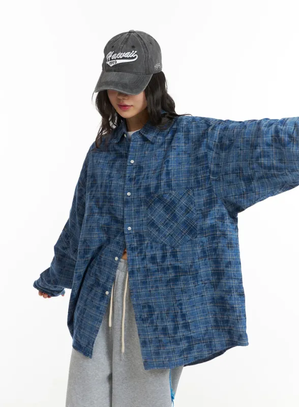 Flannel Collar Plaid Pocket Long Sleeve Blouse (UNISEX) CJ412 sold by Lewkin