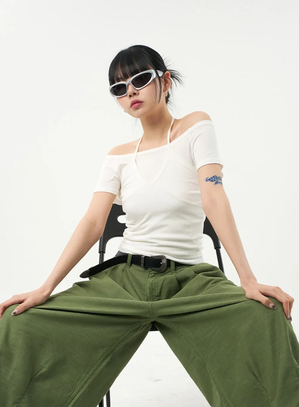 Off-Shoulder Layered Top CA327 sold by Lewkin