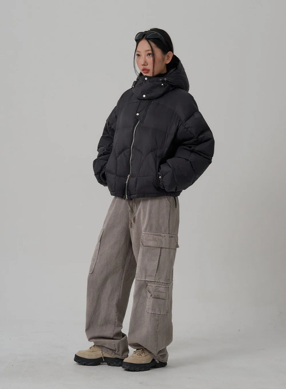 Elastic Waist Vintage Cargo Wide Pants CN03 sold by Lewkin product image thumbnail 3