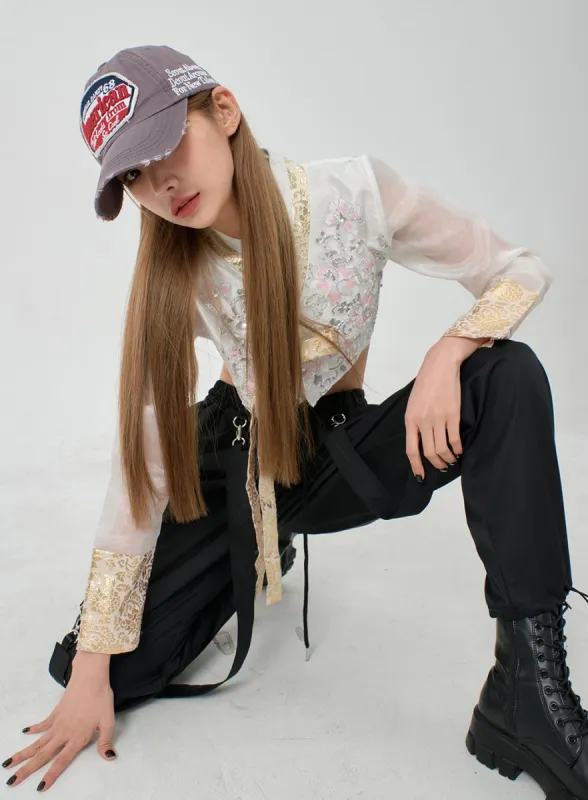 Twin Strap Cargo Parachute Baggy Pants BD23 sold by Lewkin