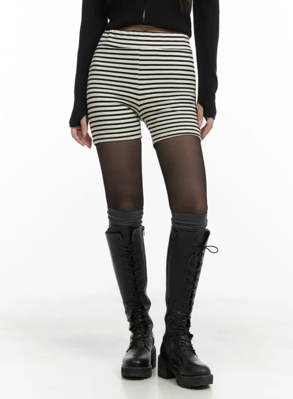 Stripe Cotton Shorts CA409 sold by Lewkin