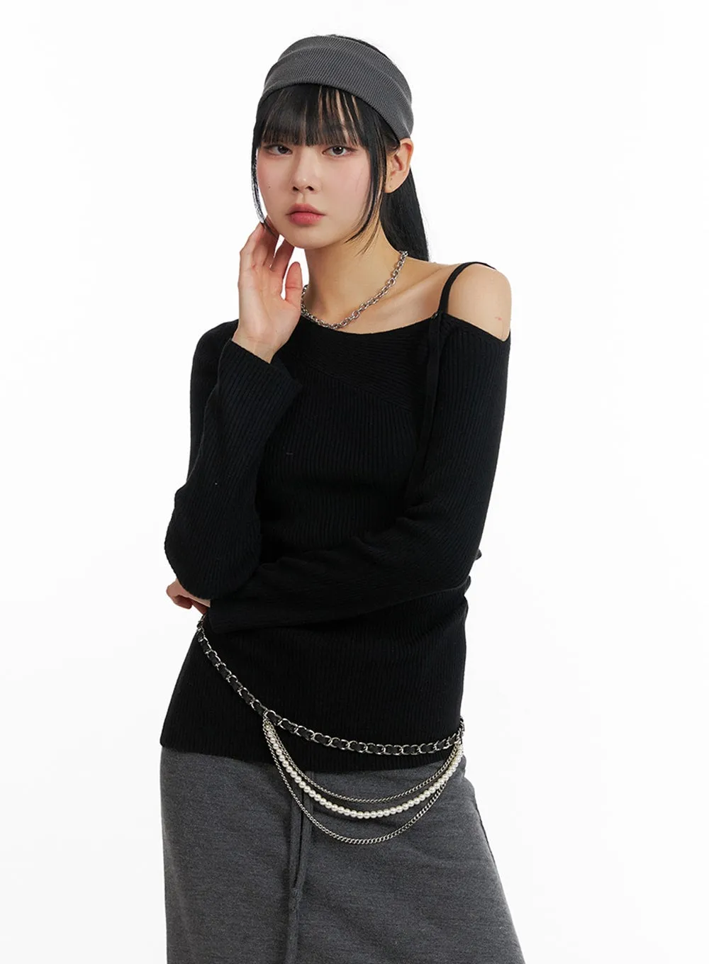 Unbalanced Basic Sweater IF402 sold by Lewkin product image thumbnail 4
