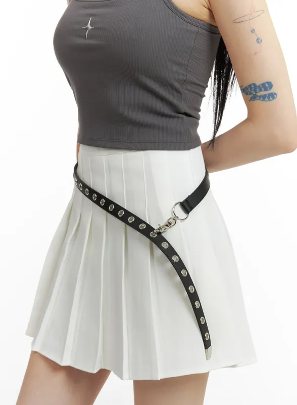 Solid Faux Leather Belt OM426 sold by Lewkin