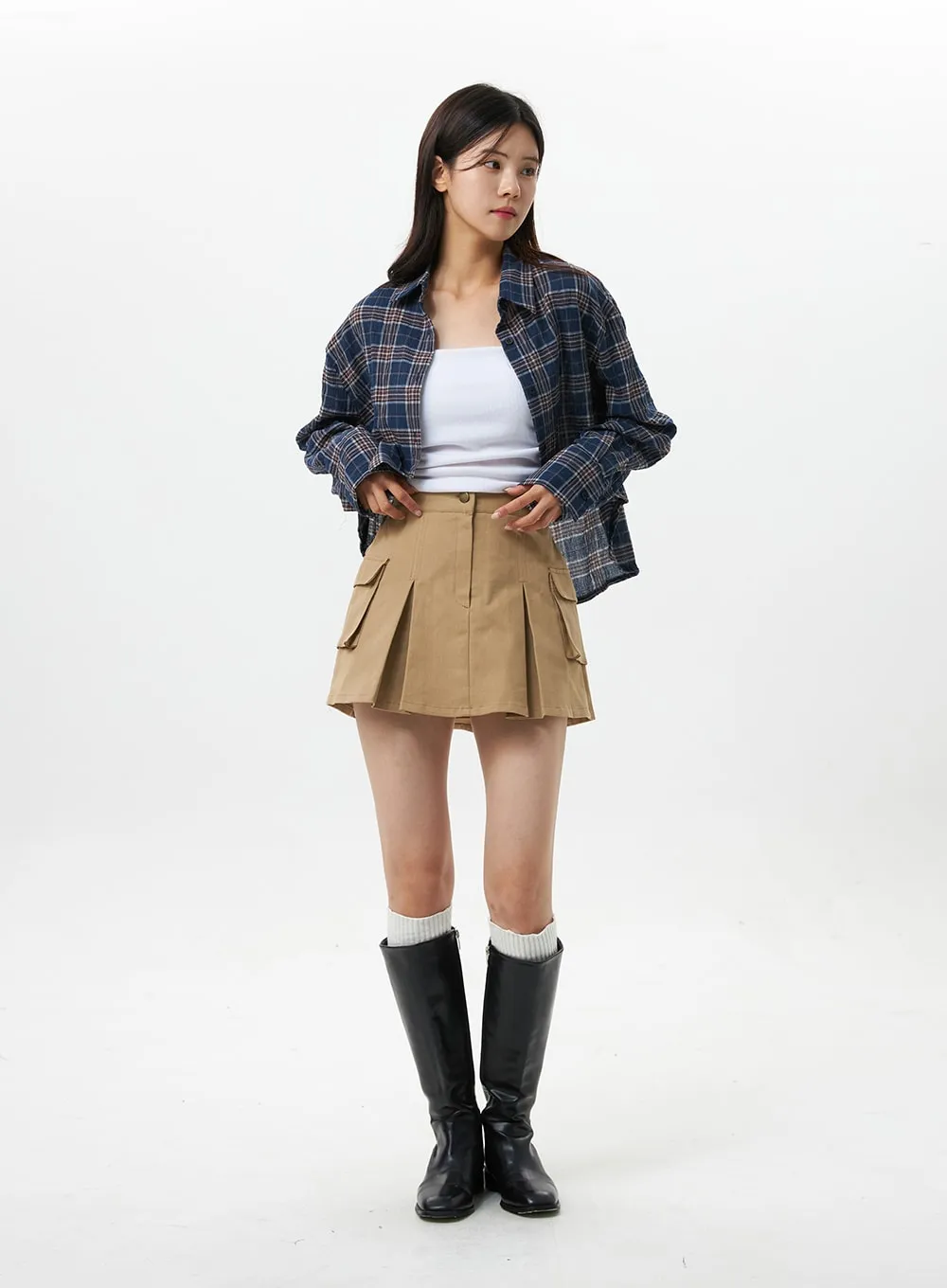 Pintuck Cargo Mini Skirt OS319 sold by Lewkin product image thumbnail 3