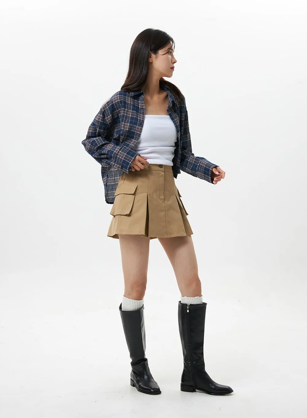 Pintuck Cargo Mini Skirt OS319 sold by Lewkin product image thumbnail 4