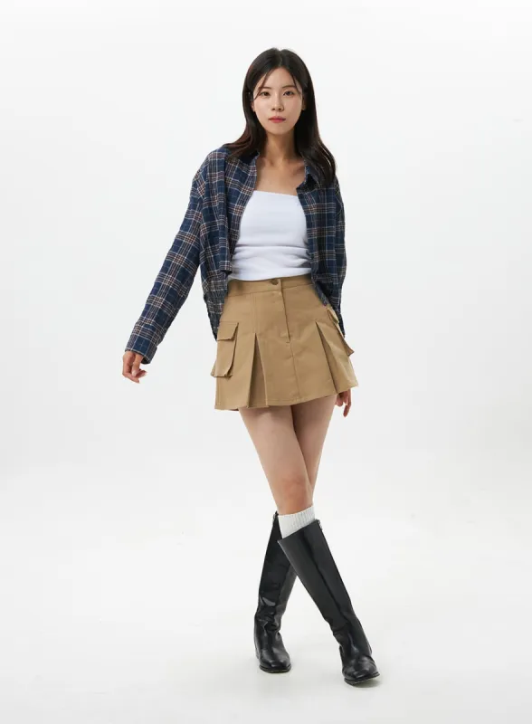 Pintuck Cargo Mini Skirt OS319 sold by Lewkin