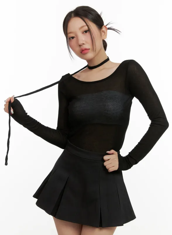 Sheer U-Neck Top with Scarf OU403 sold by Lewkin