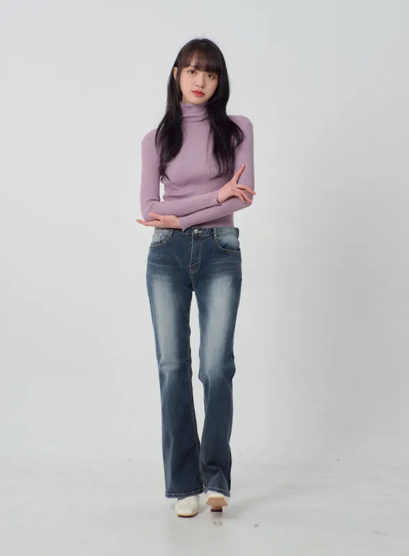 Mid-Rise Bootcut Jeans OJ318 sold by Lewkin