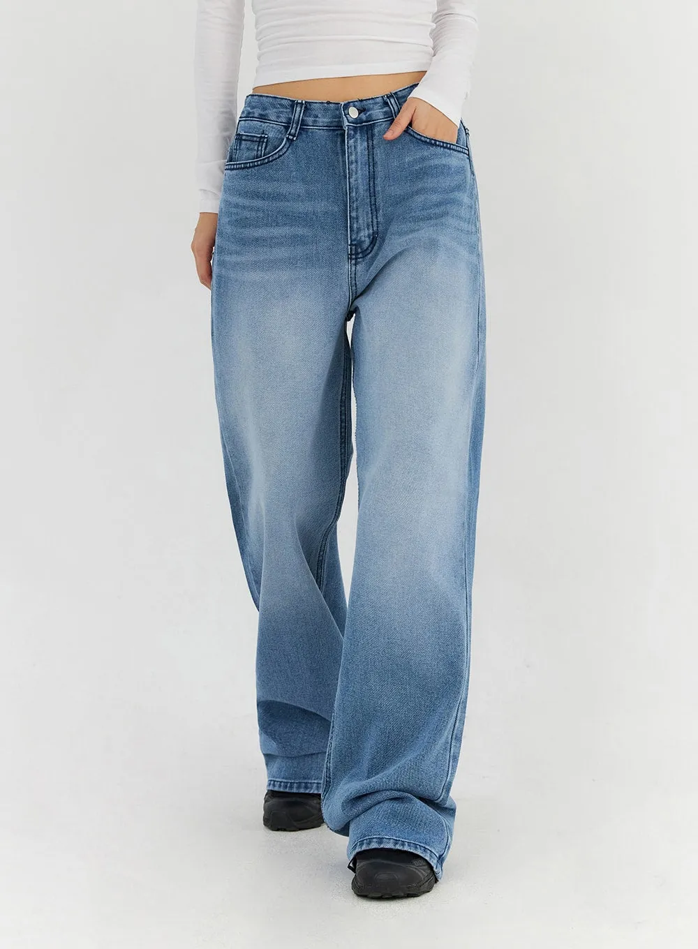 Straight Leg Washed Denim Pants CN315 sold by Lewkin product image thumbnail 5