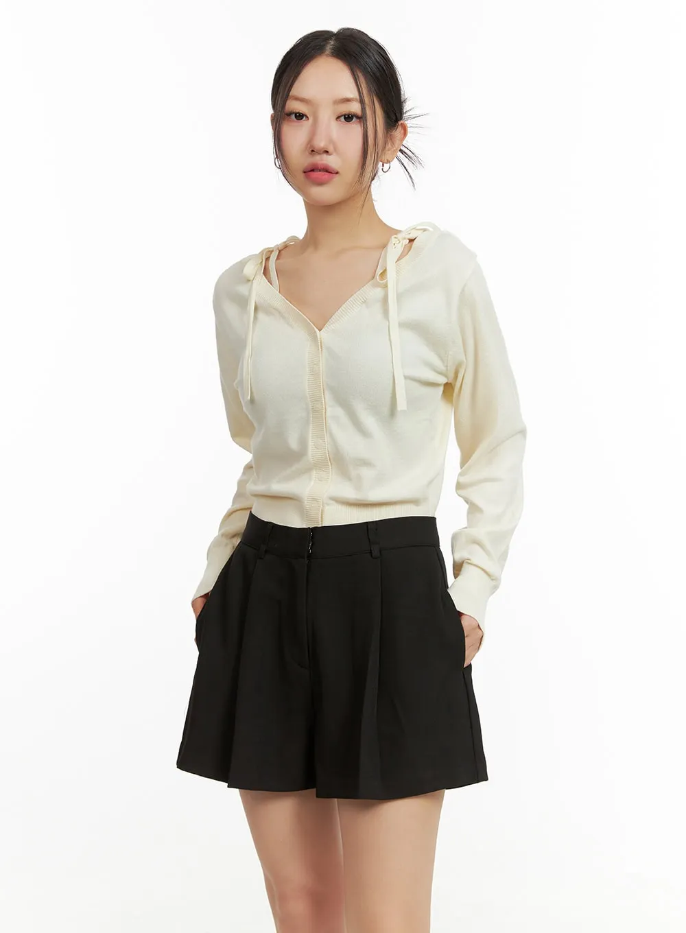 V-Neck Strap Buttoned Cardigan OU407 sold by Lewkin