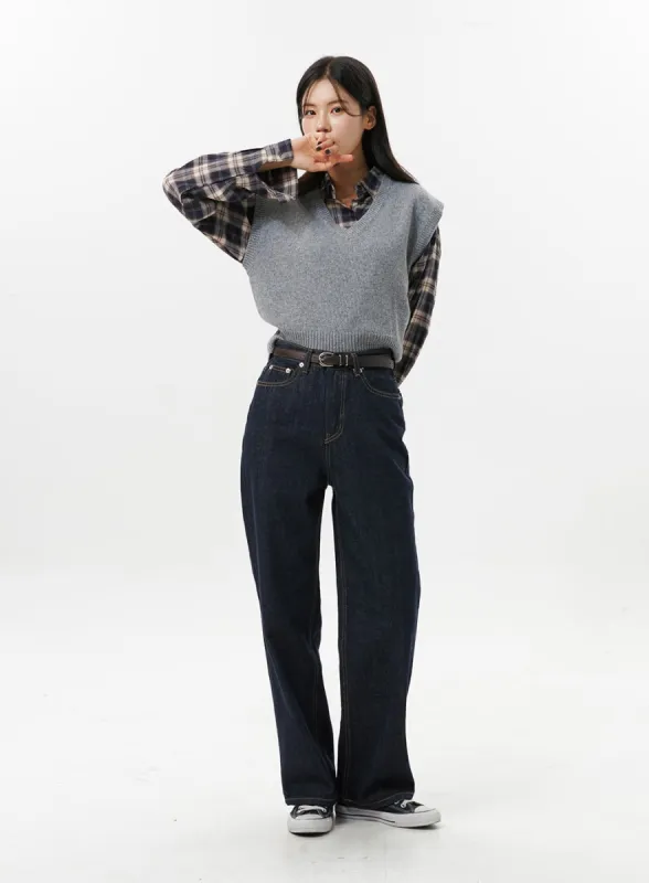 Indigo Wide Fit Pants OO312 sold by Lewkin