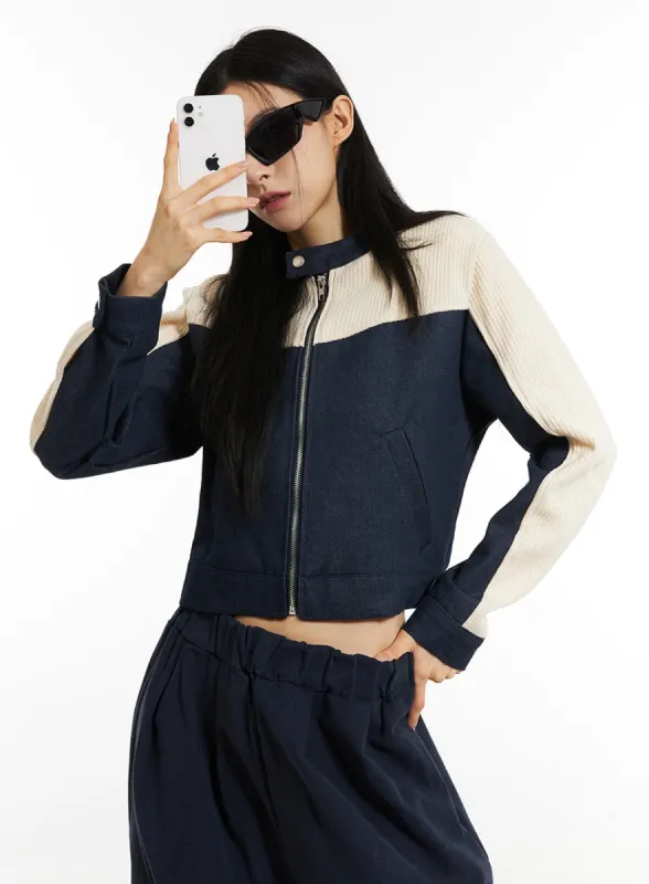 Slim Fit Color Block Jacket IN308 sold by Lewkin