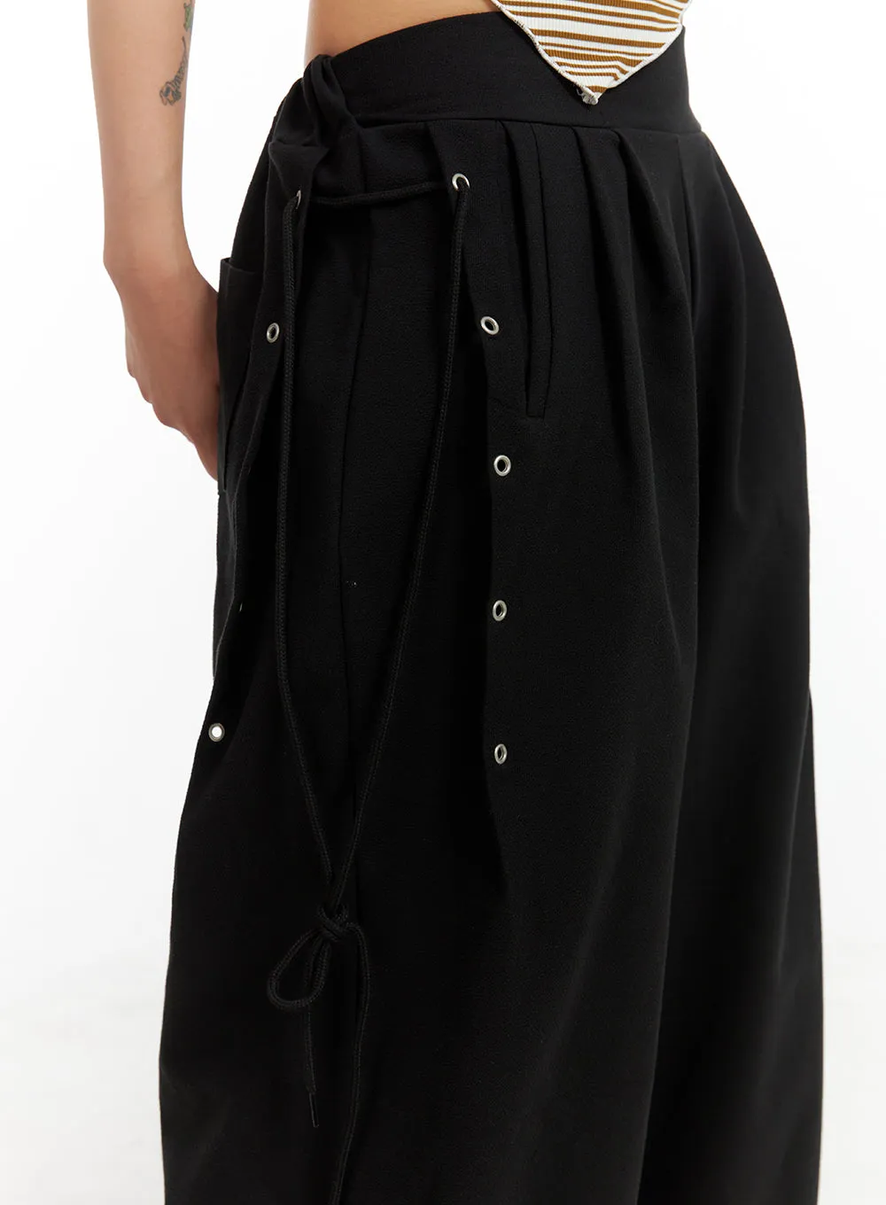 Side Eyelet Detail Pants CL415 sold by Lewkin product image thumbnail 3