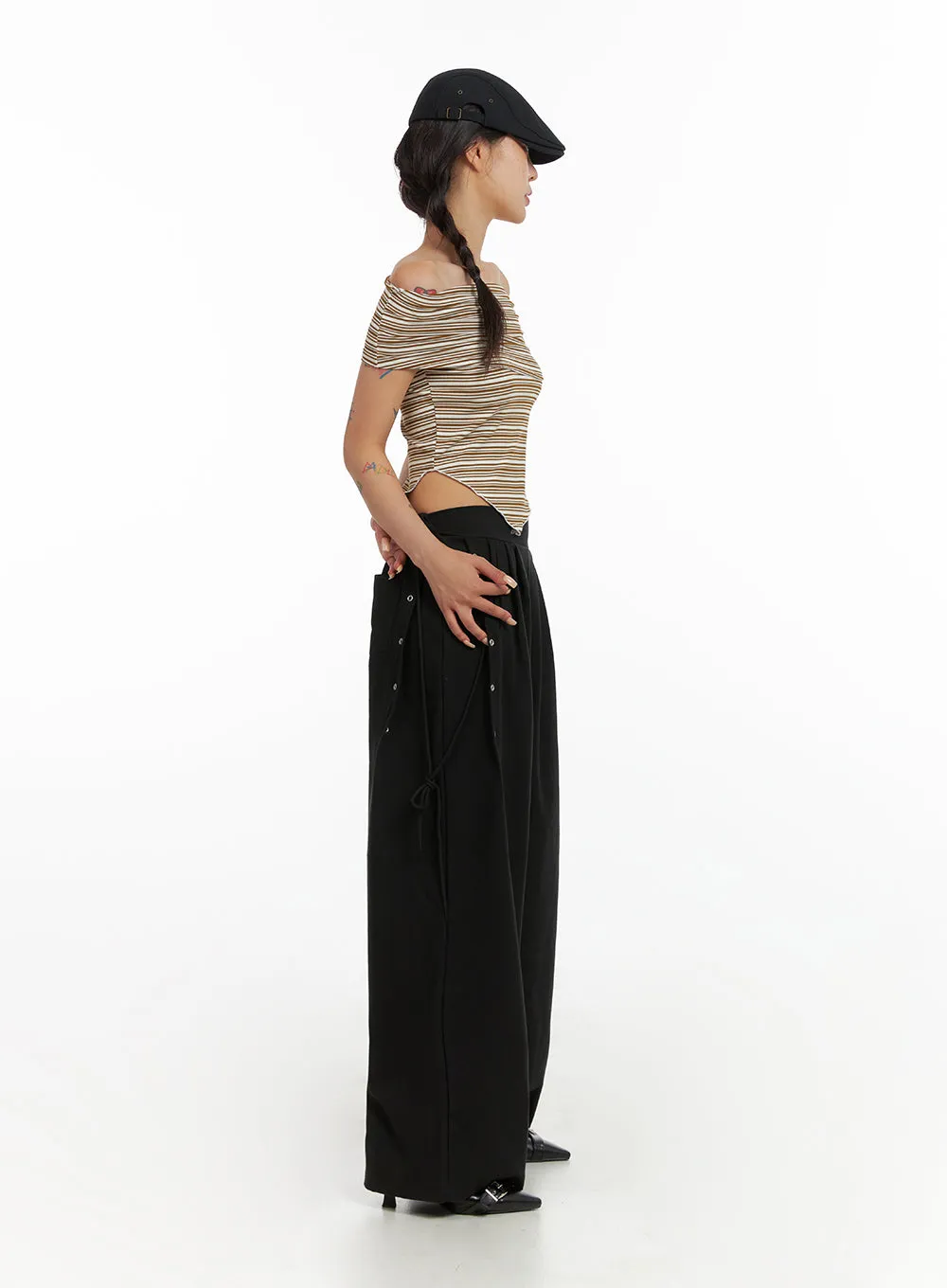 Side Eyelet Detail Pants CL415 sold by Lewkin product image thumbnail 5