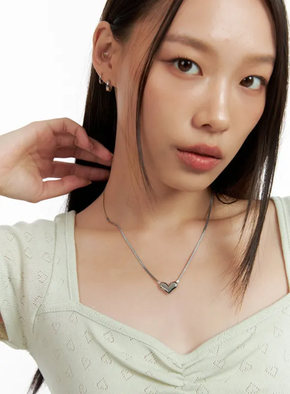 Flat Heart Necklace IL417 sold by Lewkin