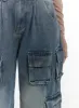 High Waist Pocket Cargo Straight Leg Jeans CF416 sold by Lewkin