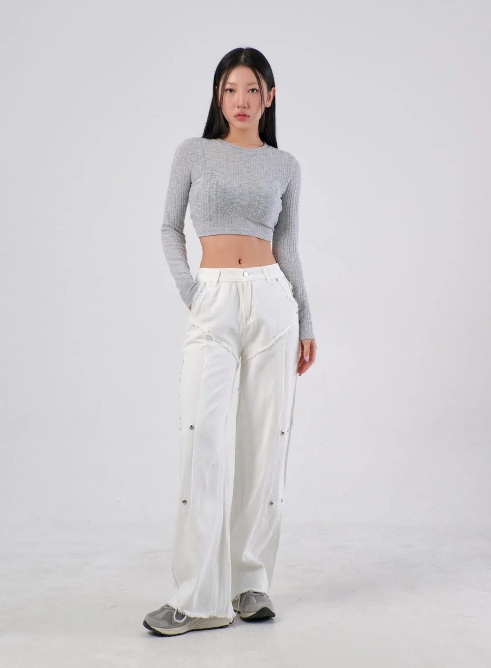 Snap Button Detail Pants IA305 sold by Lewkin product image thumbnail 2