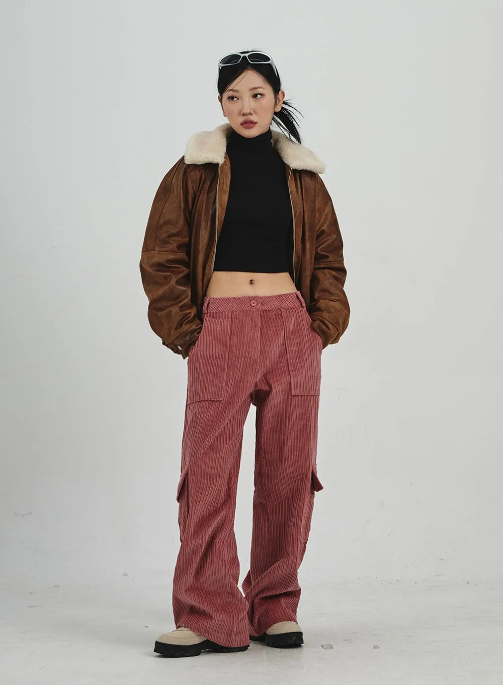 Corduroy Cargo Wide Pants CN30 sold by Lewkin