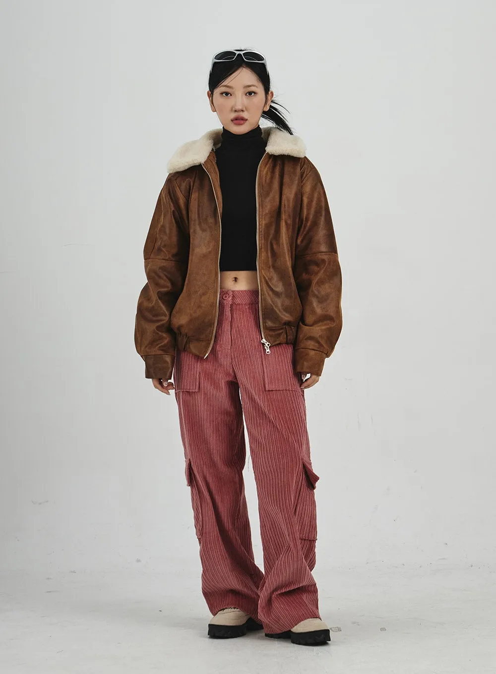 Corduroy Cargo Wide Pants CN30 sold by Lewkin product image thumbnail 3