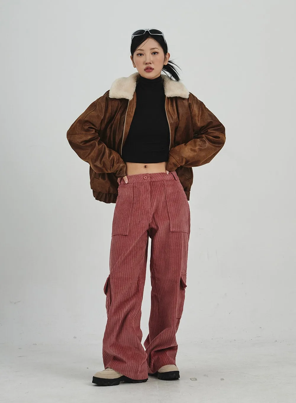 Corduroy Cargo Wide Pants CN30 sold by Lewkin product image thumbnail 4