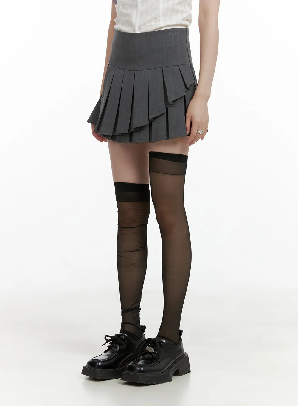 Unbalanced Pleated Mini Skirt CL412 sold by Lewkin product image thumbnail 3