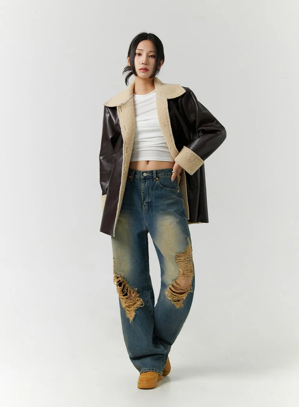 Mid-Length Faux Shearling Jacket CN328 sold by Lewkin product image thumbnail 2
