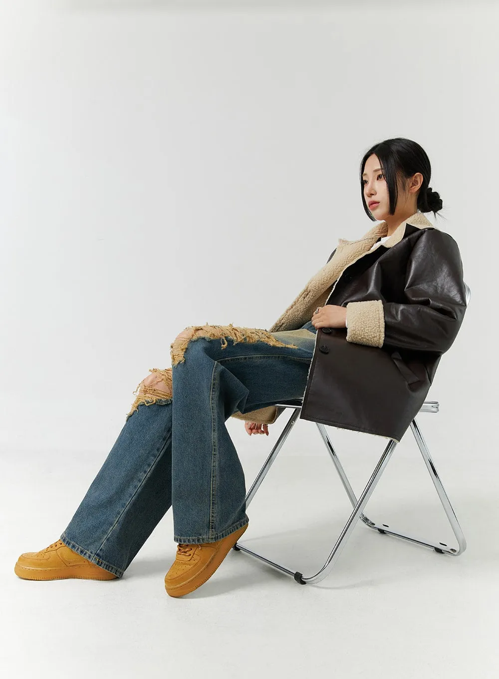 Mid-Length Faux Shearling Jacket CN328 sold by Lewkin