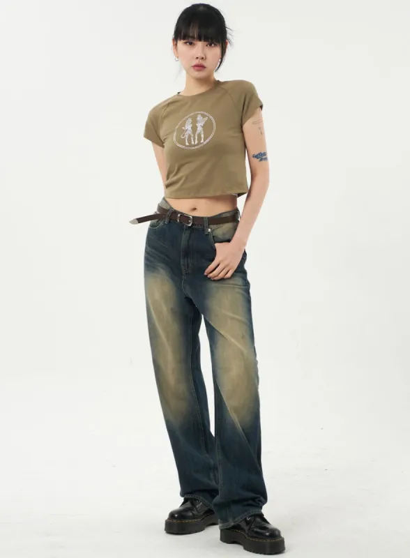 Vintage Wash Jeans CA327 sold by Lewkin