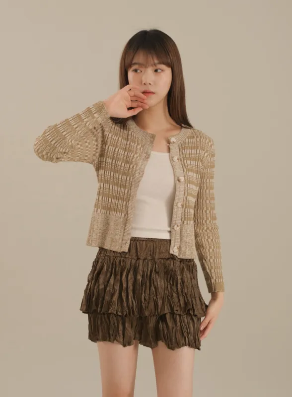 Mixed Check Cropped Cardigan J17 sold by Lewkin