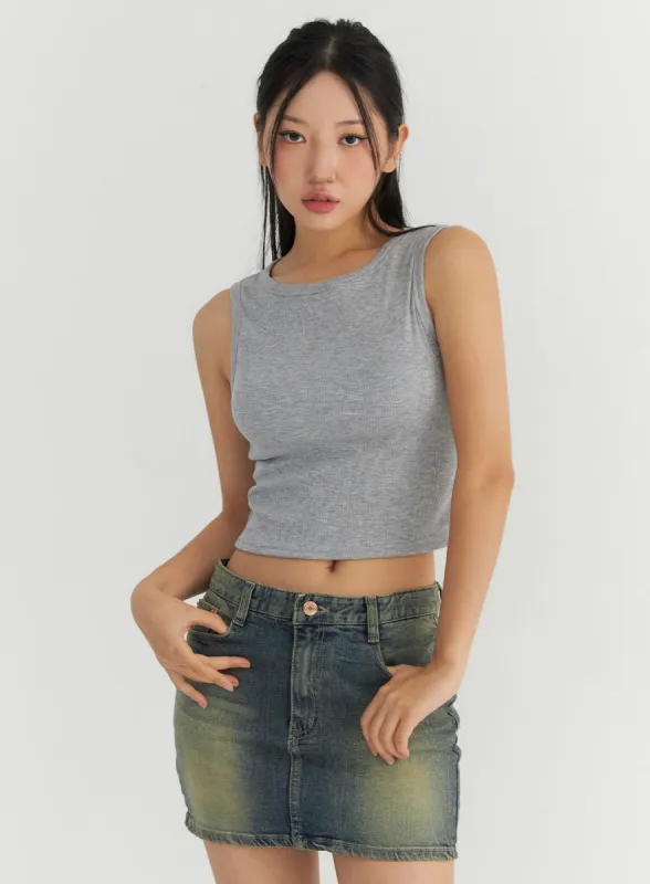 Rib Crop Tank Top CO304 sold by Lewkin