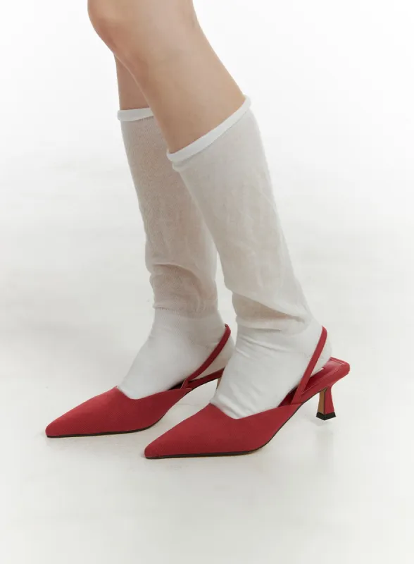 Suede Pointed Toe Slingback Kitten Heels OM426 sold by Lewkin