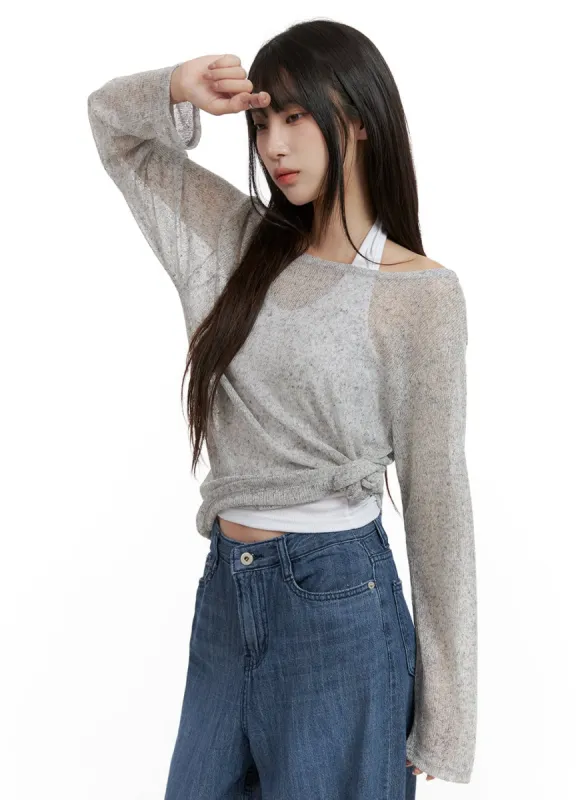 Sheer Elegance Long Sleeve Top CL425 sold by Lewkin