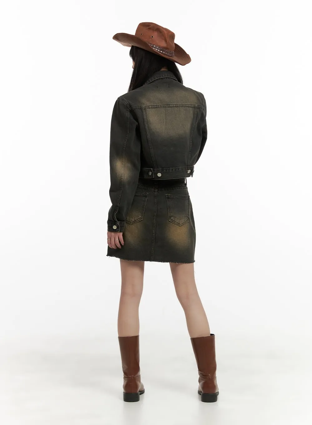 Vintage Washed Denim Mini Skirt CA430 sold by Lewkin product image thumbnail 3