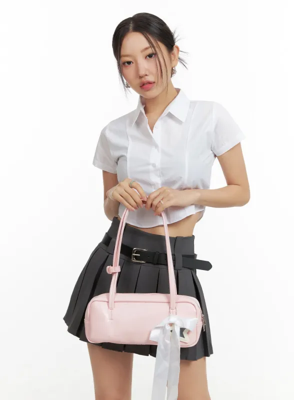 Buttoned Collar Crop Shirt OU407 sold by Lewkin