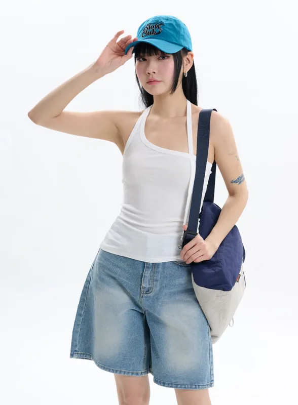 Asymmetrical Bowknot Halter Top IF413 sold by Lewkin